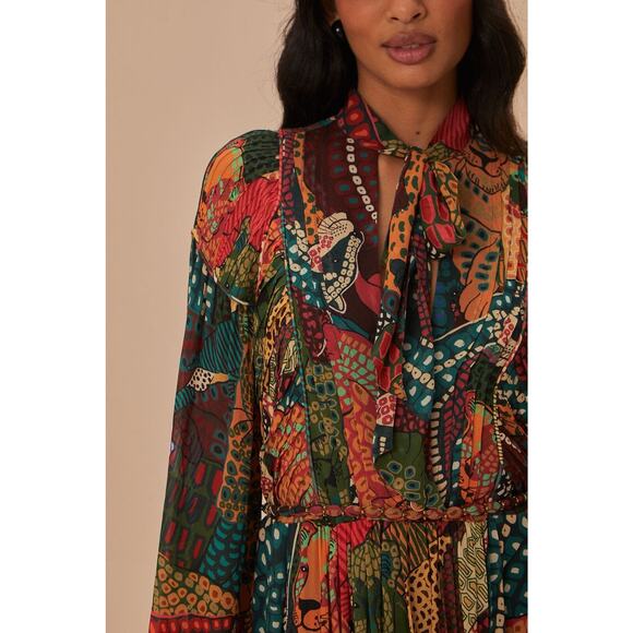 Farm Rio Fauna Mix Multicolor V Neckline Maxi Dress - Picture 2 of 12